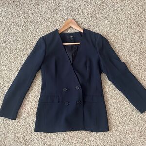 J. Crew Navy French Girl Double-Breasted Blazer in 365 stretch